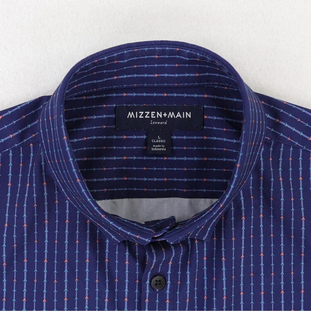 Mizzen+Main Leeward Short Sleeve Button Down Shirt Mens Large Classic Blue - Picture 5 of 11